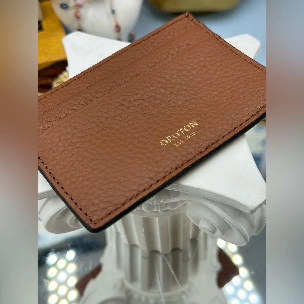 🆕 OROTON 🧿 NWOT Margot Card Sleeve, Whiskey Leather Cardholder